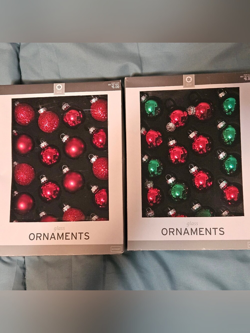 Glass Holiday Ornaments - Red and Green